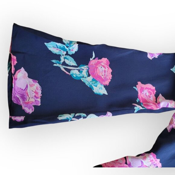 Stone Cold Fox Black Tropical Silk Wrap Mini Dress Long Sleeve XS Boho LA - Picture 6 of 11